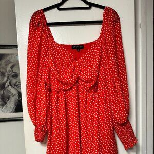 Eloquii Coral and White Polka Dot Dress, Size 18